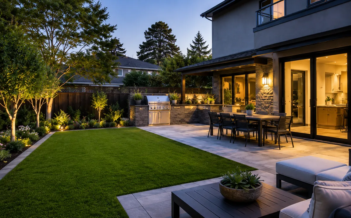 Lush artificial turf lawn installation